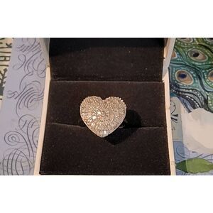 Stunning 1 Ct. Baguette Starburst Style Genuine Diamond Heart Design Ring Sz 8